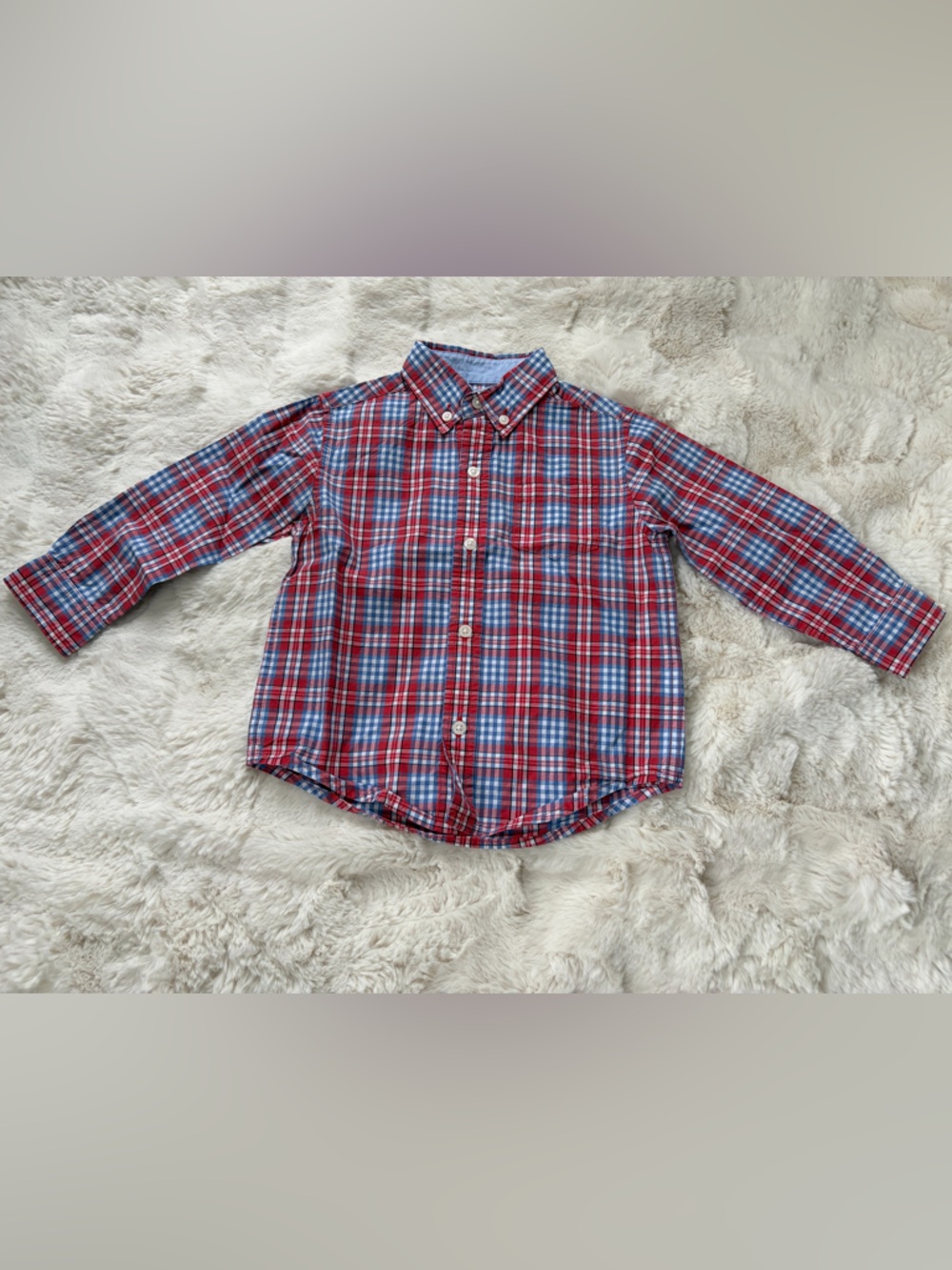 Janie and Jack Red and Blue Plaid Button-Front Shirt